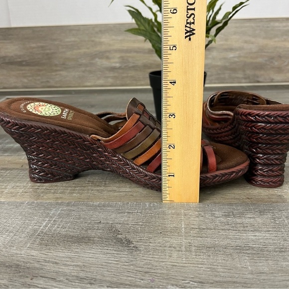 EARTH SPIRIT Gelron Birch Leather Brown Earthtone platform Sandal Slide Size 6.5 - Picture 9 of 11